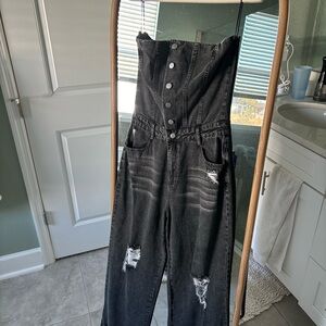 Le Lis Charcoal Denim Jumpsuit